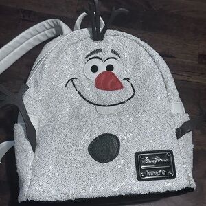 Loungefly Disney Olaf Sequin Backpack - White and Black